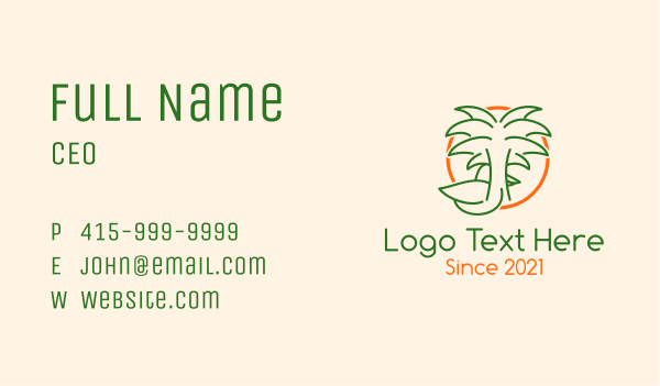 Tropical Palm Tree Duck Business Card Design Image Preview