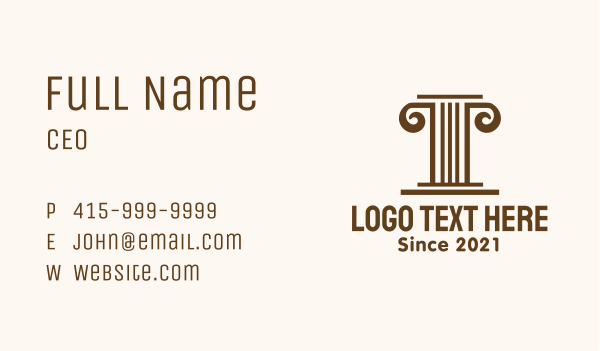 Minimalist Brown Pillar Business Card Design Image Preview