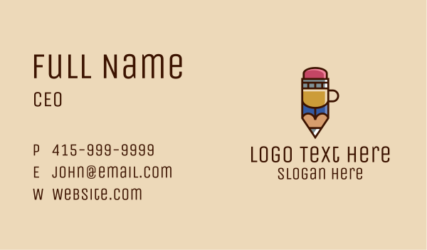 Pencil Coffee Cup  Business Card Design Image Preview
