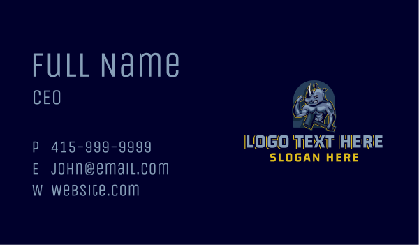 Rhinoceros Hammer Gaming Business Card Design Image Preview