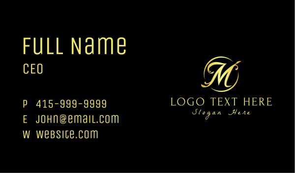 Classy Golden Letter M Business Card Design Image Preview