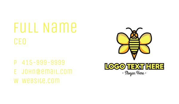 Yellow Wasp Outline Business Card Design Image Preview
