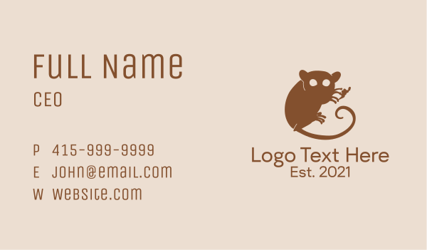 Tarsier Silhouette Business Card Design Image Preview