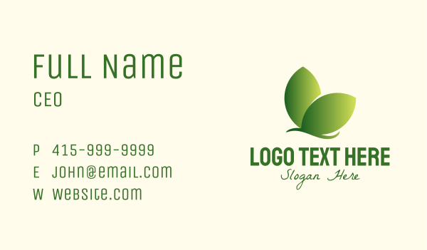 Organic Leaf Butterfly Business Card Design Image Preview