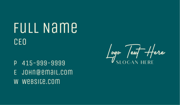 Classy Signature Wordmark Business Card Design Image Preview