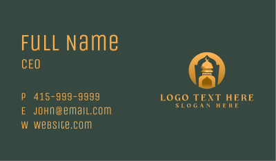 Golden Muslim Mosque Business Card Image Preview