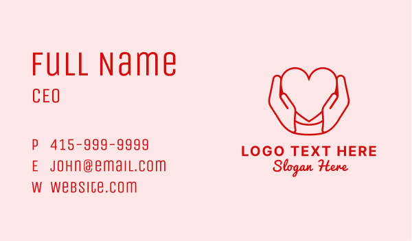 Heart Caring Hands Business Card Design Image Preview