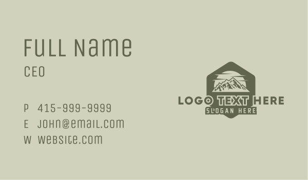 Rustic Mountain Hexagon Business Card Design Image Preview