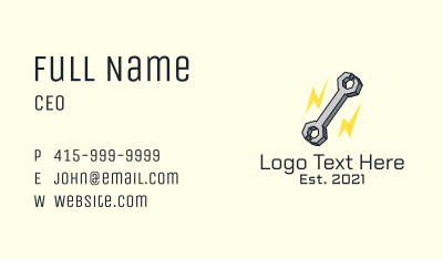 Lightning Bolt Wrench Business Card Image Preview