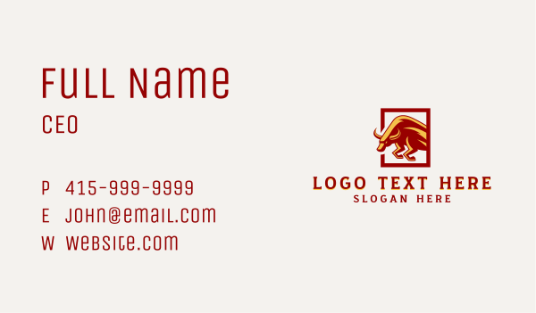 Raging Cattle Bull Business Card Design Image Preview
