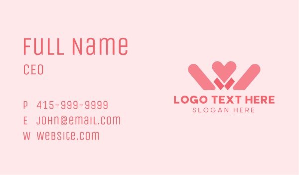 Pink Heart Letter W Business Card Design Image Preview