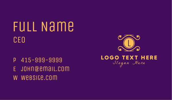Golden Ornamental Emblem Letter Business Card Design Image Preview