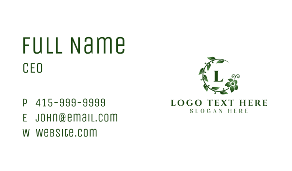 Green Floral Letter Business Card Design Image Preview