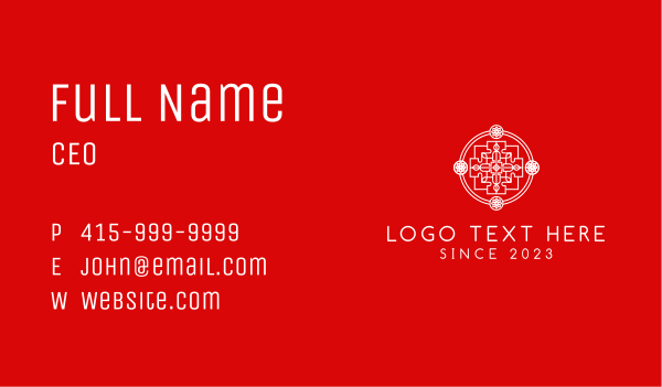 White Chinese Decor Business Card Design Image Preview
