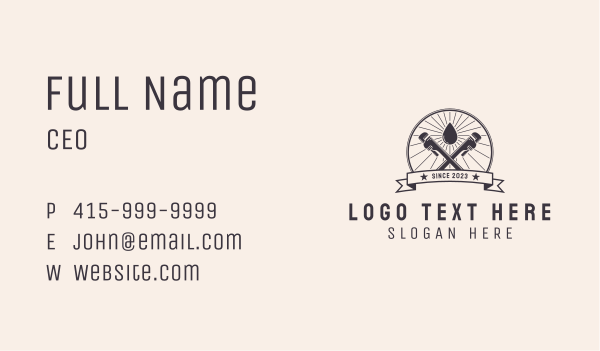 Droplet Pipe Wrench Repair  Business Card Design Image Preview