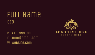 Luxury Ornament Crown Wings Business Card Image Preview