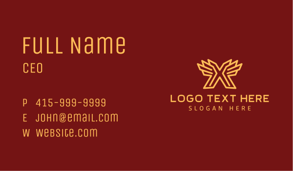 Gold Letter X Outline Business Card Design Image Preview