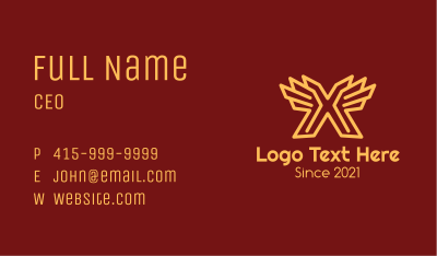 Gold Letter X Outline Business Card