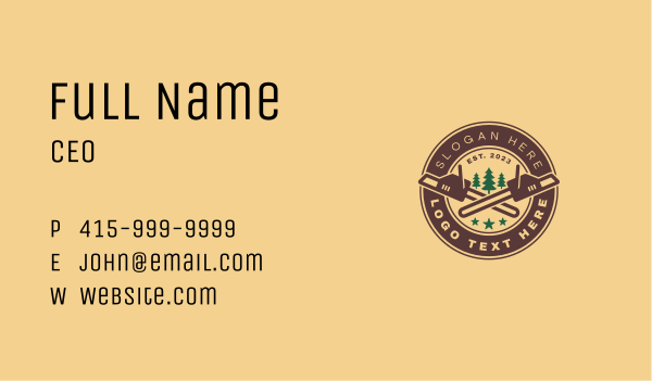 Chainsaw Tree Woodwork Business Card Design Image Preview