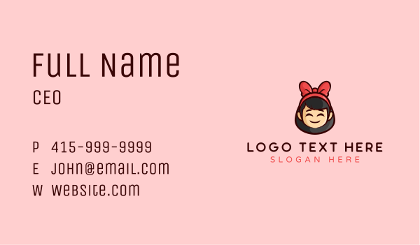 Hair Ribbon Girl Business Card Design Image Preview