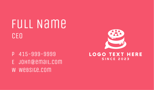 White Cake Chat  Business Card Design Image Preview