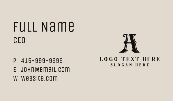 Classic Gothic  Letter A Business Card Design Image Preview