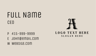 Classic Gothic  Letter A Business Card Image Preview