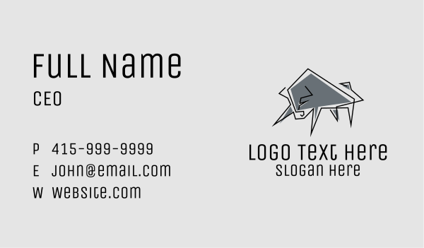 Minimal Gray Bull Business Card Design Image Preview