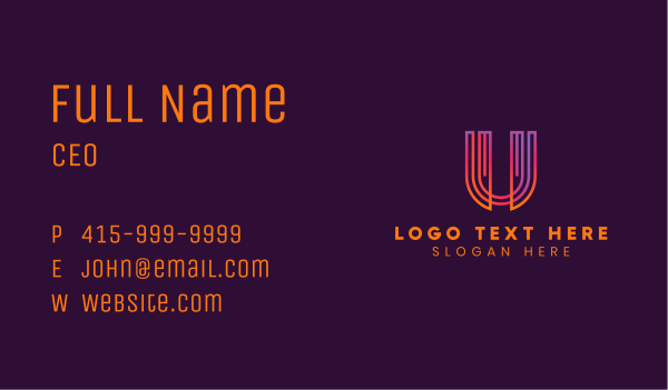Gradient Modern Letter U Business Card Design Image Preview