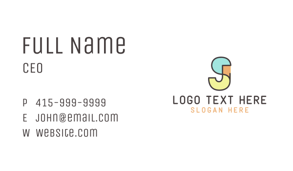 Geometric Letter J  & S Business Card Design Image Preview