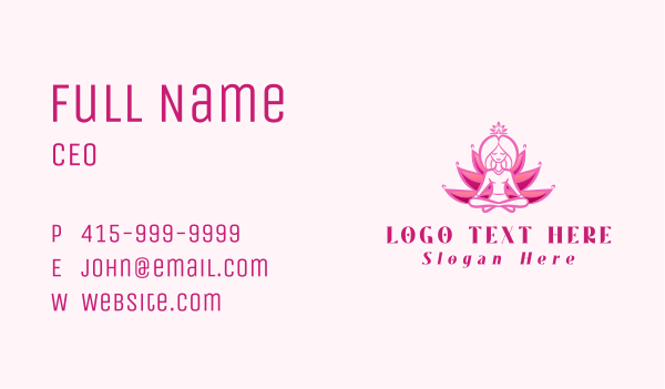 Pink Yoga Lotus Woman Business Card Design Image Preview