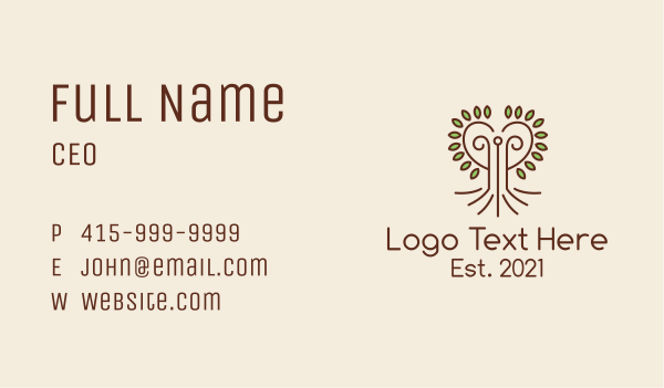 Heart Tree Outline  Business Card Design Image Preview