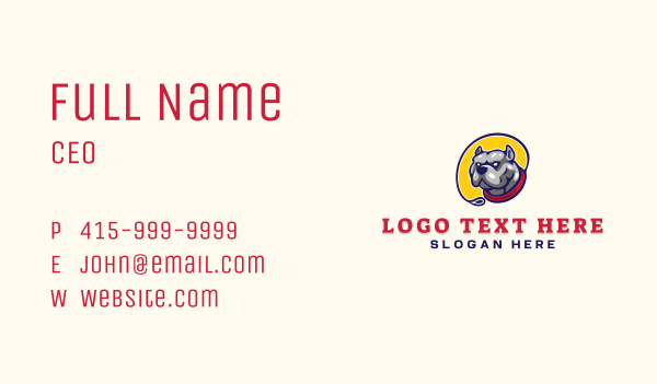 Bulldog Pet Leash Business Card Design Image Preview