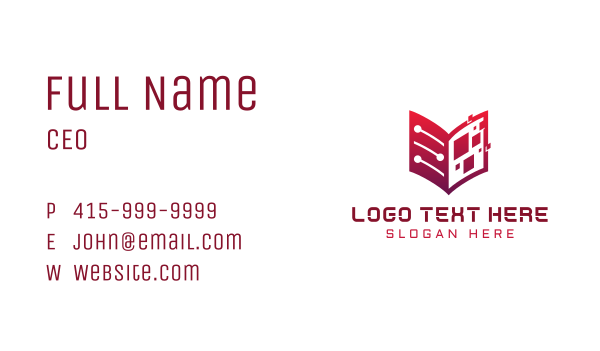 Red Digital Tech Book Business Card Design Image Preview