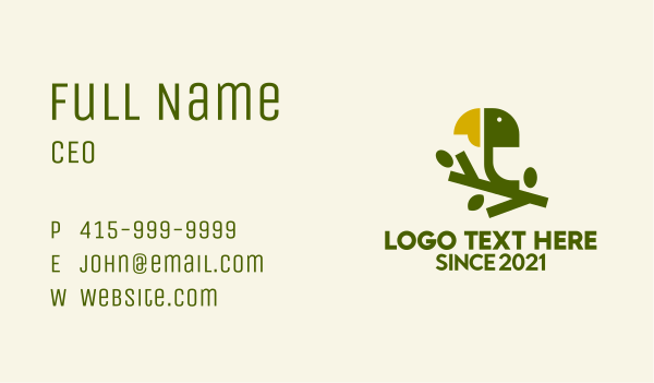 Wild Parrot  Branch  Business Card Design Image Preview
