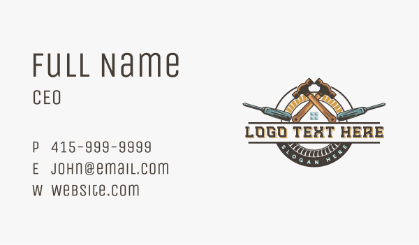 Construction Hammer Builder Business Card Design Image Preview