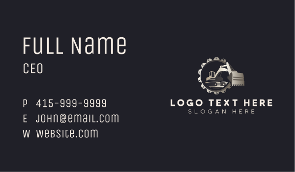 Excavator Heavy Equipment Business Card Design Image Preview