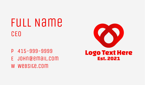 Red Charity Heart  Business Card Design Image Preview
