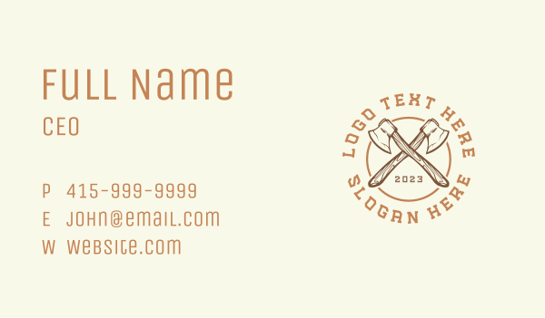 Axe Woodcutting Lumberjack Business Card Design Image Preview