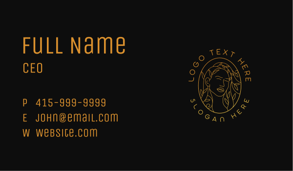 Aesthetic Golden Lady Business Card Design Image Preview