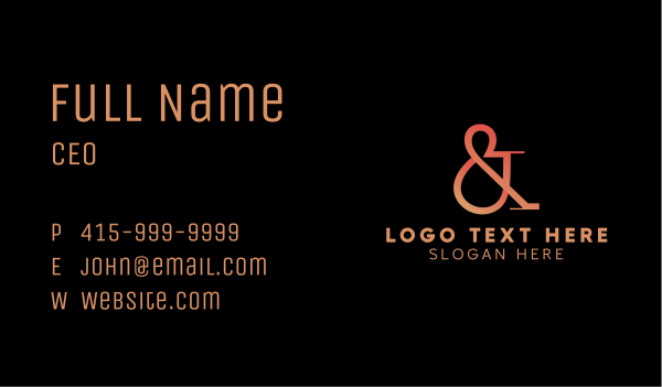 Gradient Ampersand Lettering Business Card Design Image Preview