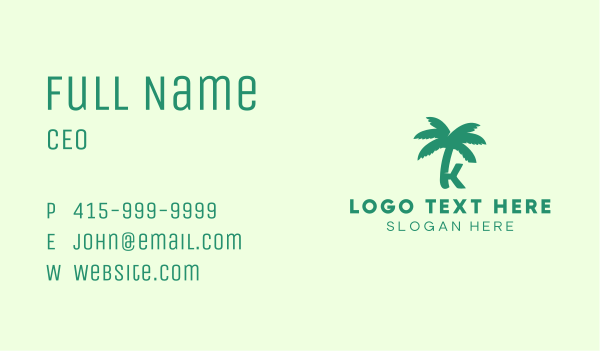 Green Palm Tree Letter K Business Card Design Image Preview