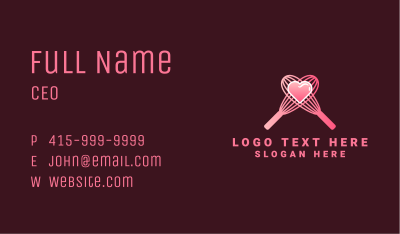 Pink Heart Whisk Business Card