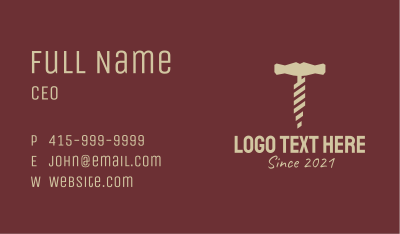 Brown Wine Corkscrew  Business Card Image Preview
