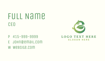 Natural Letter G Leaf Business Card Image Preview