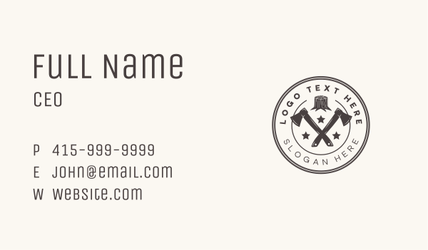 Axe Log Cutter Business Card Design Image Preview