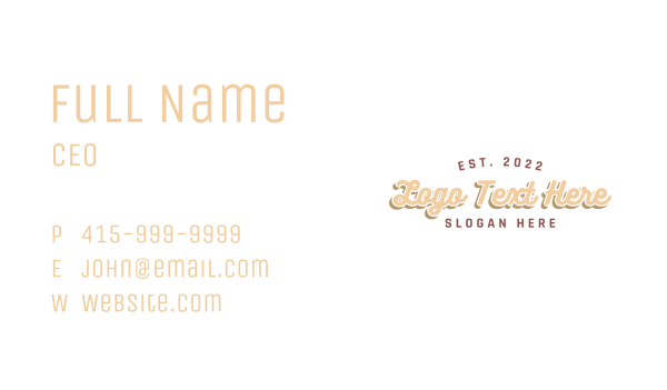 Brown Retro Script Wordmark Business Card Design Image Preview