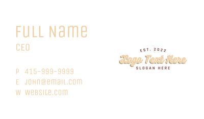 Brown Retro Script Wordmark Business Card Image Preview