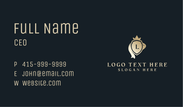 Crown Shield Ribbon Lettermark Business Card Design Image Preview