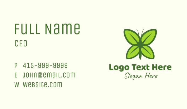 Organic Leaf Butterfly Business Card Design Image Preview
